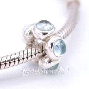 Rare Authentic Pandora Blue Topaz Cabochon Charm - 790538BTP